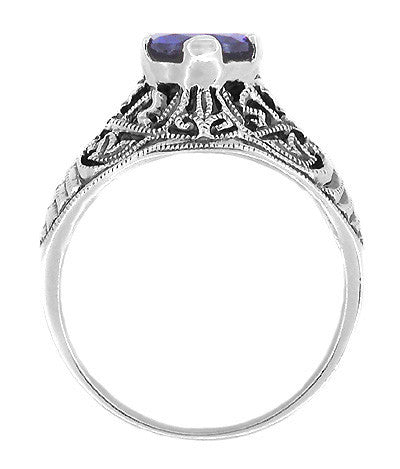 Edwardian Filigree Iolite Ring in Sterling Silver - Item: SSR1io - Image: 2