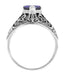 Edwardian Filigree Iolite Ring in Sterling Silver