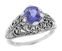 Edwardian Filigree Iolite Ring in Sterling Silver