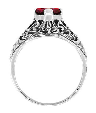 Edwardian Filigree Ruby Promise Ring in Sterling Silver | 1.5 Carats - alternate view