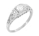 Art Deco White Sapphire Filigree Promise Ring in Sterling Silver