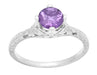 Art Deco Lilac Amethyst Promise Ring in Sterling Silver with Filigree Engraved Flowers