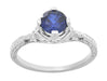 Art Deco Floral Filigree Lab Created Blue Sapphire Promise Ring in Sterling Silver