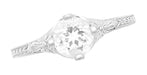 Engraved Flowers Art Deco Filigree White Topaz Promise Ring in Sterling Silver