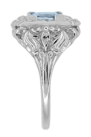 Princess Cut Sky Blue Topaz Art Nouveau Ring in Sterling Silver - Item: SSR615BT - Image: 4