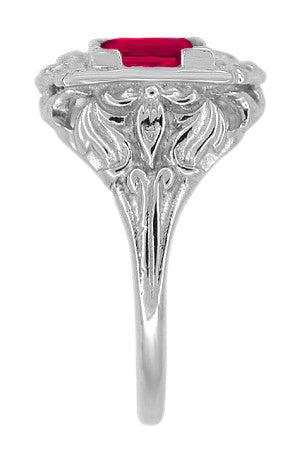 Princess Cut Ruby Art Nouveau Ring in Sterling Silver - Item: SSR615R - Image: 3
