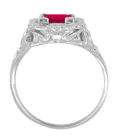 Princess Cut Ruby Art Nouveau Ring in Sterling Silver - Item: SSR615R - Image: 4