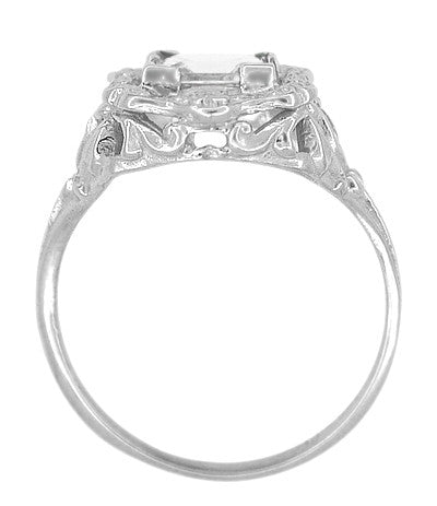 Art Nouveau Antique Style Square White Topaz Ring in Sterling Silver - Item: SSR615WT - Image: 5
