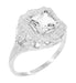 Art Nouveau Antique Style Square White Topaz Ring in Sterling Silver