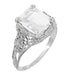 Edwardian Filigree 5.6 Carat Emerald Cut Cubic Zirconia ( CZ ) Ring in Sterling Silver
