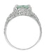 Edwardian Filigree Emerald Cut Prasiolite ( Green Amethyst ) Ring in Sterling Silver