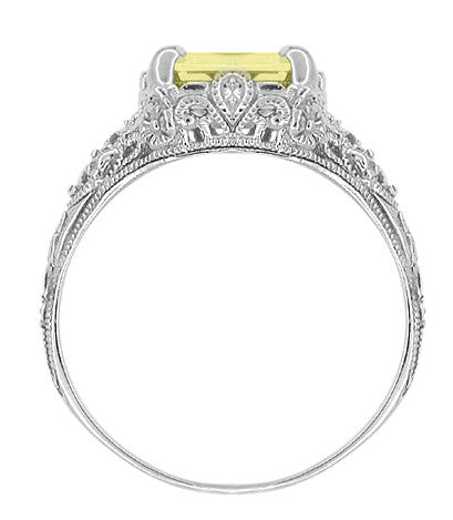 Edwardian Filigree Yellow Lemon Quartz Ring in Sterling Silver - Item: SSR618LQ - Image: 4