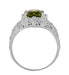 Edwardian Filigree Radiant Cut Olive Green Peridot Ring in Sterling Silver | 3.5 Carats