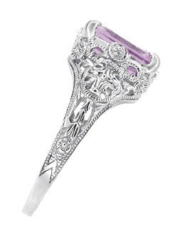 Vintage Style Rose de France Edwardian Filigree Ring in Sterling Silver - Item: SSR618RF - Image: 3