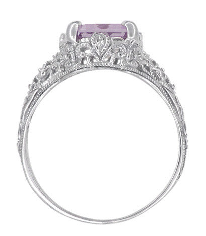 Vintage Style Rose de France Edwardian Filigree Ring in Sterling Silver - Item: SSR618RF - Image: 4