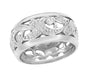 Retro Moderne Scrolls and Leaves Filigree Wide Band Ring in Sterling Silver | 8.5mm Wide
