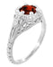 Art Deco Filigree Flowers Almandine Garnet Promise Ring in Sterling Silver