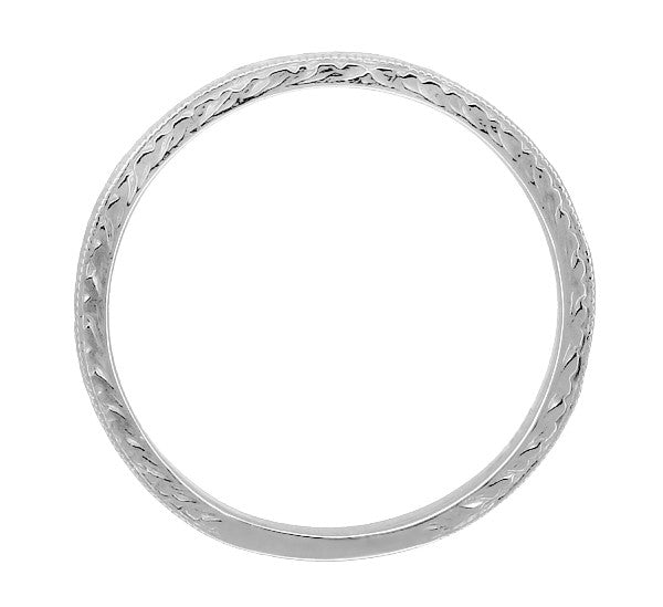 Art Deco Engraved Wheat Wedding Band in Sterling Silver - Item: SSR858ND - Image: 2