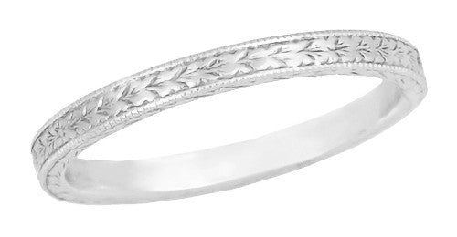 Art Deco Engraved Wheat Wedding Band in Sterling Silver