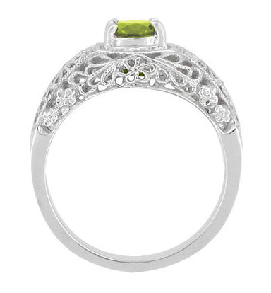Edwardian Flowers Filigree Peridot Promise Ring in Sterling Silver - alternate view