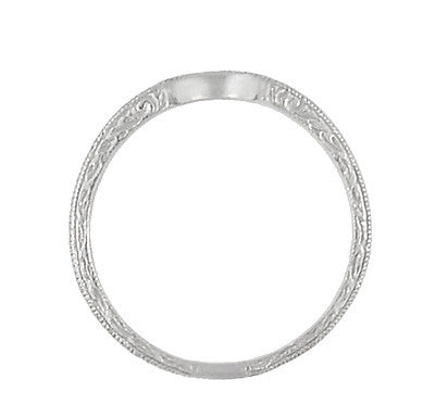 Art Deco Scrolls Engraved Curved Wedding Band in Sterling Silver - Item: SSWR199 - Image: 5