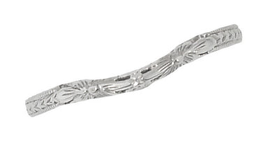 Contoured Art Deco Flowers and Wheat Engraved Filigree Wedding Band in Sterling Silver - alternate view