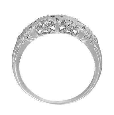 Sterling Silver 1920's Art Deco Filigree Floral Wedding Ring - Item: SSWR428 - Image: 5