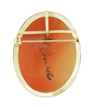 Three Graces Carnelian Hand Carved Shell Cameo Pin and Pendant in 14 Karat Gold - alternate view