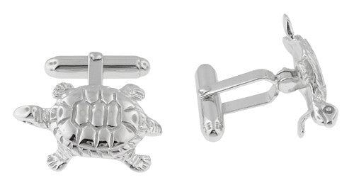 Tortoise Cufflinks in Sterling Silver - Item: SCL105 - Image: 2