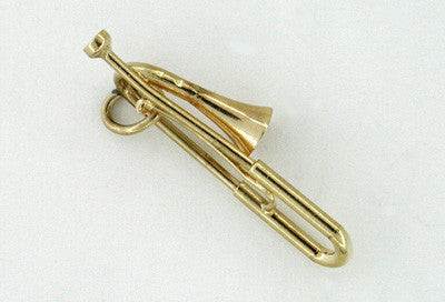 Movable Slide Trombone Charm in 10 Karat Gold
