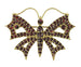 Victorian Bohemian Garnet Butterfly Brooch in Yellow Gold Vermeil Over Sterling Silver