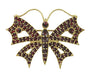 Victorian Bohemian Garnet Butterfly Brooch in Yellow Gold Vermeil Over Sterling Silver