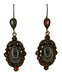 Victorian Bohemian Garnet Cabochon Garland Drop Earrings in Antiqued Sterling Silver