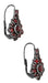 Side Leverback Victorian Bohemian Red Garnet Earrings in Sterling Silver with Antique Finish - AE144