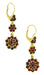 Victorian Bohemian Garnet Floral Double Drop Earrings in 14 Karat Yellow Gold and Sterling Silver Vermeil