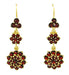 Victorian Bohemian Garnet Floral Double Drop Earrings in 14 Karat Yellow Gold and Sterling Silver Vermeil