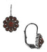 Victorian Bohemian Garnet Floral Earrings in Antiqued Sterling Silver with 14 Karat Gold Earwires