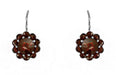 Victorian Bohemian Garnet Floral Earrings in Antiqued Sterling Silver with 14 Karat Gold Earwires