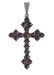 Sterling Silver Victorian Vintage Bohemian Garnet Cross Pendant with Antiqued Finish and Red Rose Cut Czech Garnets - ACSS12