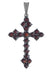 Victorian Bohemian Garnet Gothic Cross Pendant in Antiqued Sterling Silver