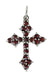 Victorian Bohemian Garnet Gothic Cross Pendant in Sterling Silver