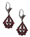 Victorian Bohemian Garnet Leaf Drop Earrings in Antiqued Sterling Silver