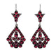 Victorian Bohemian Garnet Leaf Drop Earrings in Antiqued Sterling Silver