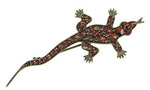 Victorian Bohemian Garnet Lizard Brooch in Antiqued Sterling Silver