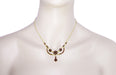 Victorian Bohemian Garnet Teardrop Necklace in Sterling Silver and Yellow Gold Vermeil