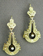 Victorian Diamond Double Dangle Drop Earrings in 14K Yellow Gold