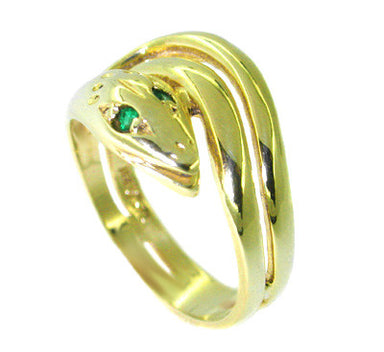 Victorian Snake Ring set with Emeralds in 14 Karat Gold