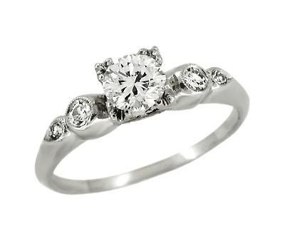 Retro Moderne Diamond Set Platinum Vintage Engagement Ring
