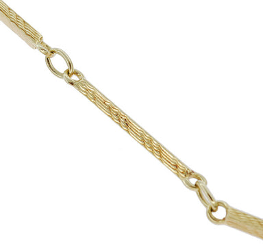 Engraved Link Antique Pocket Watch Chain in 14 Karat Yellow Gold - 14.5 Inches - Circa 1920's - alternate view