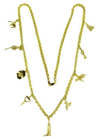 Western Theme Estate Charm Necklace in 14 Karat Gold